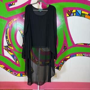 Turquoise Haven, Black High Low Sheer Shirt. Size XL. Excellent condition!